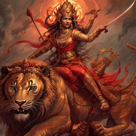 Premium Photo Goddess Durga Images Sitting On The Lion Image