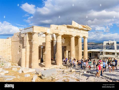 The Propylaea The Main Entrance To The Acropolis Athens Greece Stock