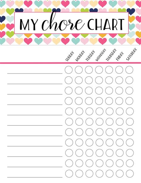 Free Printable Chore Charts Six Clever Sisters