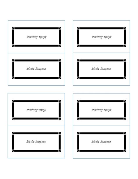 Microsoft Word Free Printable Foldable Place Card Template