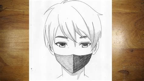 Easy Anime Sketch How To Draw A Boy Wearing Face Mask Youtube