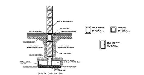 Footing Constructive Section With Column Cad Drawing