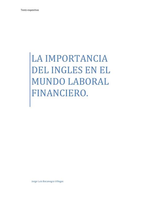 Calaméo La Importancia Del Inglés En El Mundo Laboral Financiero