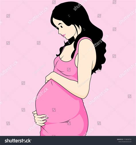 Graphic Vector Illustration Cartoon Pregnant Woman Stock Vector Royalty Free 1719838792