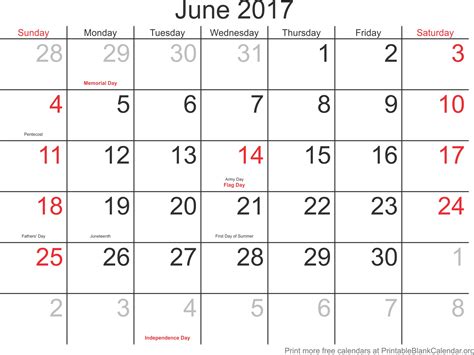 June 2017 Montlhy Calendar Printable Blank Calendar Org