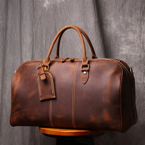 Personalized Duffle Bag Simple Vintage Leather Duffle Bag Good Big Size