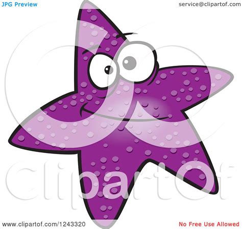 Clipart Of A Purple Cartoon Skeptical Starfish Royalty Free Vector