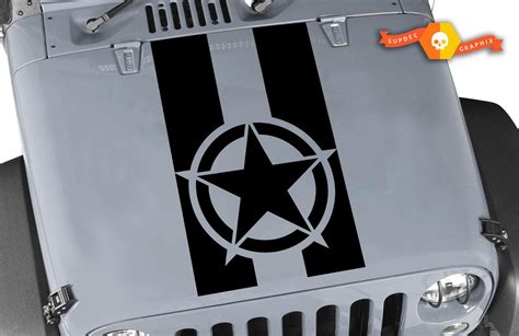 Vinyl Hood Decal Blackout Military Star For Jeep Wrangler Jk Jk Lj Tj