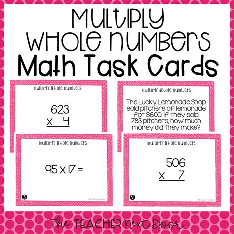 5th Grade Whole Number Multiplication Task Cards Multiplication