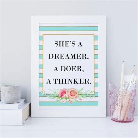 Shes A Dreamer A Doer And A Thinker Print Pastel Blue Art Print
