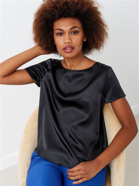 Black Satin T Shirt Black Women Rinascimento