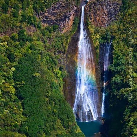 Beautiful Rainbow Waterfall Waterfall Rainbow Waterfall Hawaiian