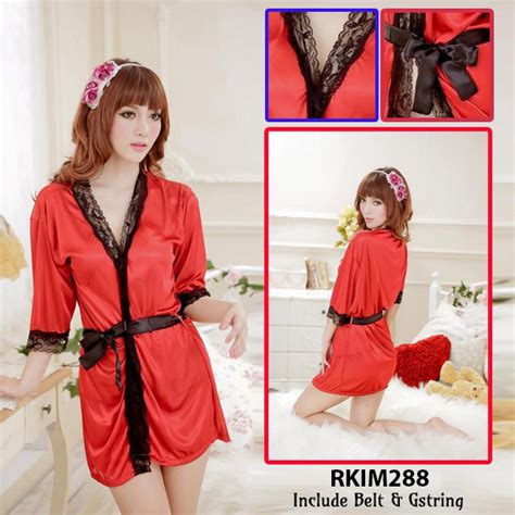 Jual Pakaian Busana Baju Tidur Lingerie Seksi Kimono Merah Rkim288
