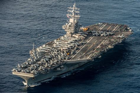 The USS Ronald Reagan CVN 76 With A Loaded Deck Uss Ronald Reagan Uss