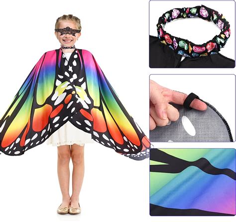 Sospiro Halloween Butterfly Wings Capes With Black Blindfold Set