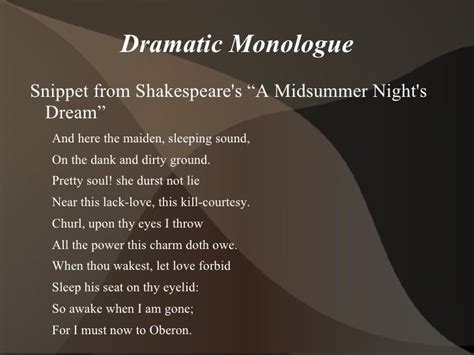 Narrative And Dramatic Poetry Monologue