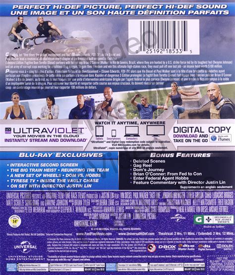 Fast Five Extended Edition Blu Ray Digital Copy Ultraviolet
