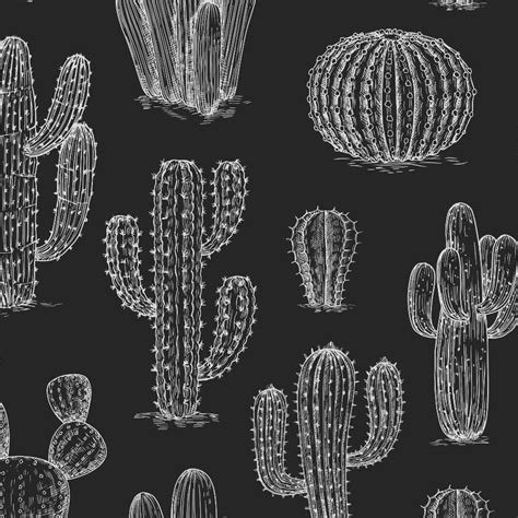 Black Cactus Wallpaper Peel And Stick The Wallberry