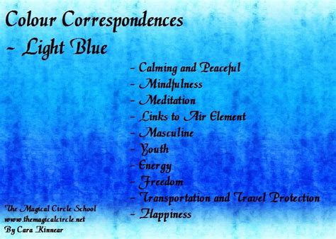 Colour Correspondences Light Blue The Magical Circle School Color