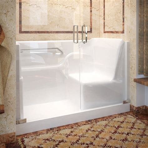 You can also build a shower by creating a custom stall with cement backerboard and lay tile or slab material over it. Mountain Home 30x60 Left Drain Seated Shower with Swinging ...