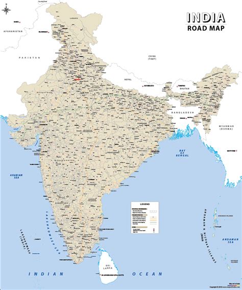 India Road Map Wall Map Of India Roads