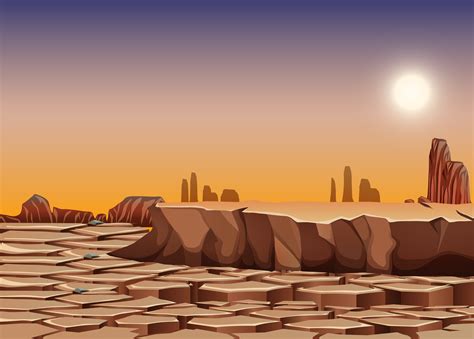 Dry Desert Landscape Scene 293221 Vector Art At Vecteezy
