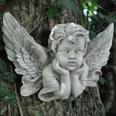 Cherub Angel Resting On Hands Wall Sculpture