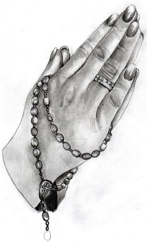 Praying Hands With Rosary Drawing At Explore