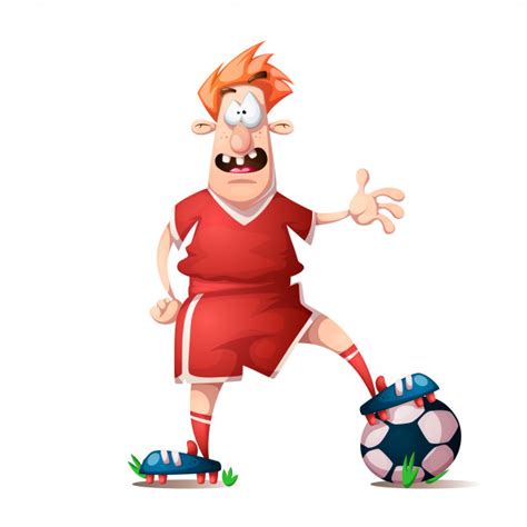 Funny Cute Cartoon Football Player Premium Vector