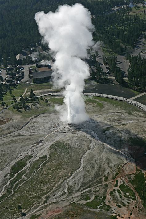 aerial view of old faithful geyser aerial view of old fait… flickr