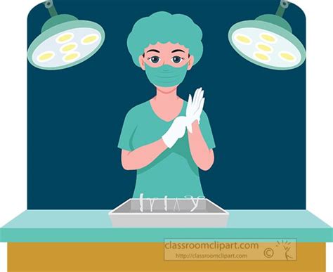 Medical Clipart Female Doctor Wearing Hand Gloves Preparring For