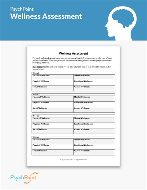 Wellness Assessment Worksheet Psychpoint