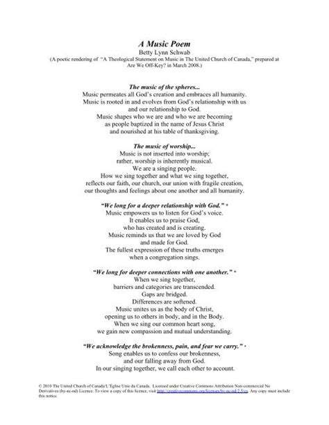 A Music Poem The United Church Of Canada