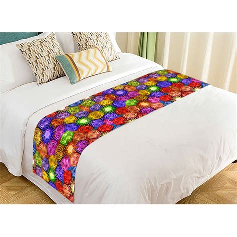 Gckg Abstract Bed Runner Bright Shiny Colorful Geometric Bed Runners