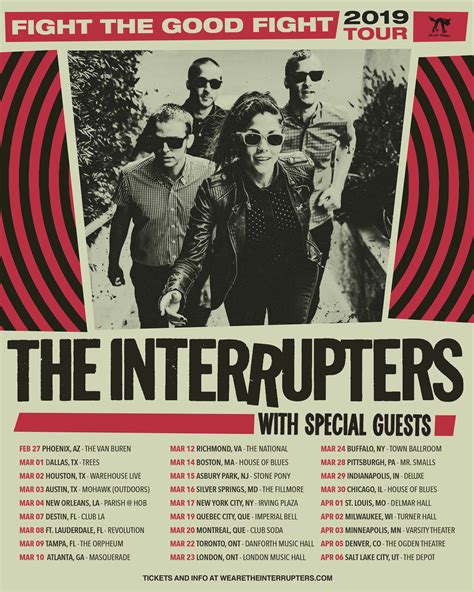 The Interrupters 2019 Fight The Good Fight Tour Theinterrupters