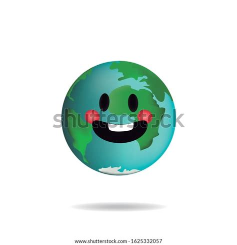 Drawing 3d Earth Face Earth Emoticon Stock Vector Royalty Free