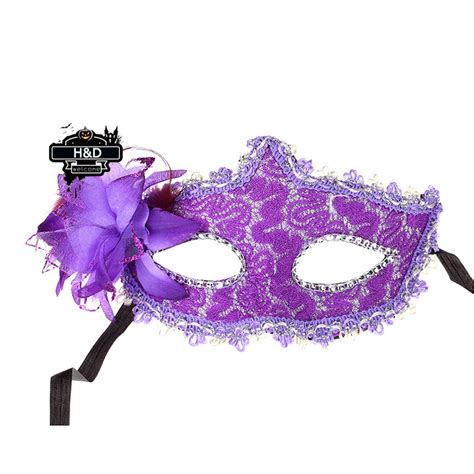 Women Purple Floral Pattern Venetian Halloween Masquerade Ball Mask Party Eye Mask Sexy Lace