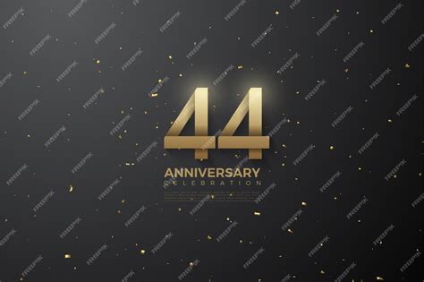 44 Aniversario Con Números Estampados Vector Premium