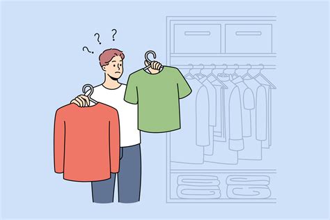 Man Choosing Clothes Near Wardrobe At Home Guy Feel Confused Make