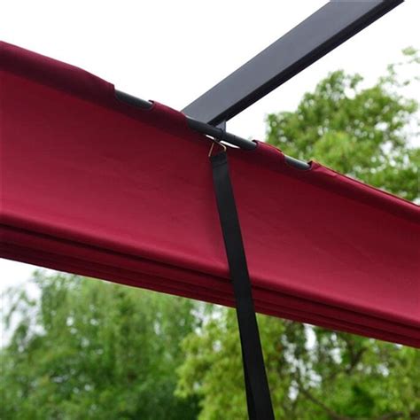 13 X 10 Ft Burgundy Color Aluminum Outdoor Retractable Canopy Pergola