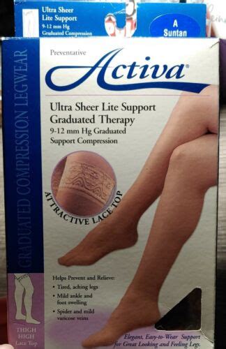 Activa Size A Ultra Sheer Suntan Thigh High Lace Top Ct 9 12mmhg