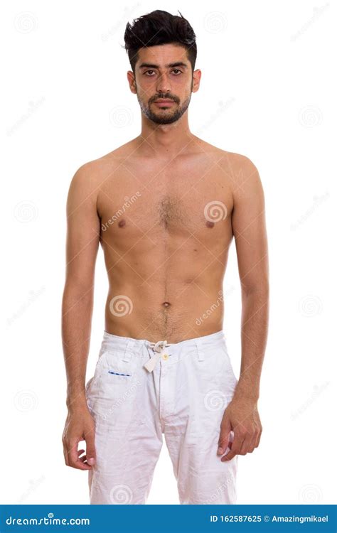 Studio Shot Of Young Persian Man Standing Shirtless Stock Image Image