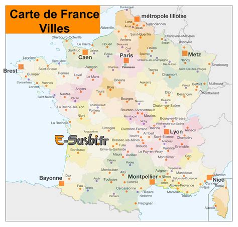 Carte de france, cartes des régions et des départements ou encore des cartes des villes et des villages en france. Carte France villes - Arts et Voyages