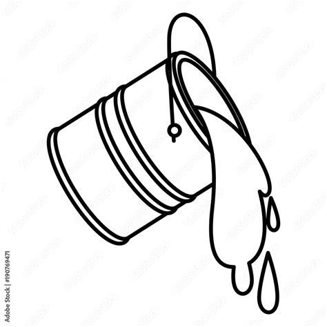Paint Bucket Spilling Icon In Black Contour Vector Illustration Vector