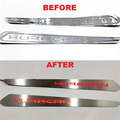 Stainless Steel Door Sills Plates With Led For Lamborghini Huracan