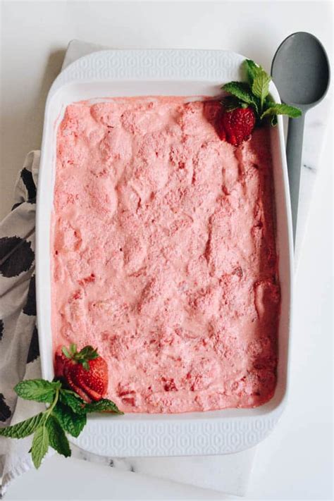 Place slices in the hole of the cake. Best Ever Strawberry Jello Angel Food Cake Dessert Recipe