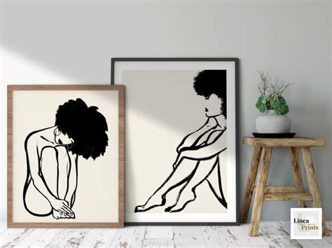 Set Of Two Minimalist Nude Line Art Printable Wall Art Etsy Australia