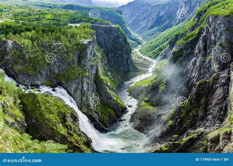 VÃ¸ringfossen Waterfall In Norway Stock Photo Image Of Waterfall