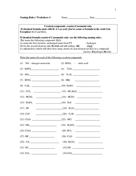 Ionic Compounds Worksheet Answer Key