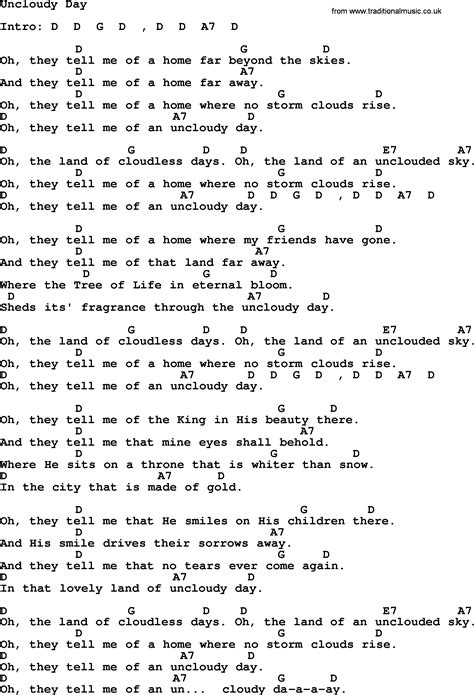 Willie Nelson song: Uncloudy Day, lyrics and chords